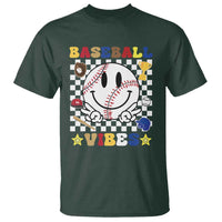 Funny Baseball Vibes T Shirt Retro Groove Green Ball Smiley Face - Wonder Print Shop
