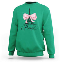 Eiffel Tower French Sweatshirt Paris Coquette France Pink Bow Aesthetic - Wonder Print Shop