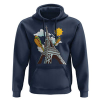Funny French-American Heritage Month Hoodie Cute Hotdog Eiffel Tower - Wonder Print Shop