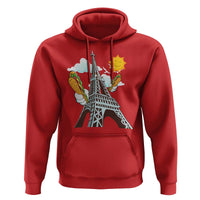 Funny French-American Heritage Month Hoodie Cute Hotdog Eiffel Tower - Wonder Print Shop