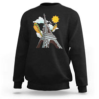 Funny French-American Heritage Month Sweatshirt Cute Hotdog Eiffel Tower - Wonder Print Shop