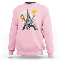 Funny French-American Heritage Month Sweatshirt Cute Hotdog Eiffel Tower - Wonder Print Shop