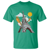 Funny French-American Heritage Month T Shirt Cute Hotdog Eiffel Tower - Wonder Print Shop