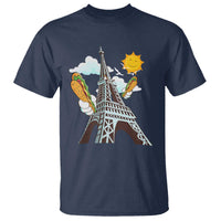 Funny French-American Heritage Month T Shirt Cute Hotdog Eiffel Tower - Wonder Print Shop