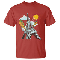 Funny French-American Heritage Month T Shirt Cute Hotdog Eiffel Tower - Wonder Print Shop