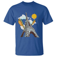 Funny French-American Heritage Month T Shirt Cute Hotdog Eiffel Tower - Wonder Print Shop