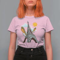 Funny French-American Heritage Month T Shirt For Women Cute Hotdog Eiffel Tower - Wonder Print Shop