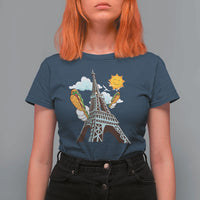 Funny French-American Heritage Month T Shirt For Women Cute Hotdog Eiffel Tower - Wonder Print Shop