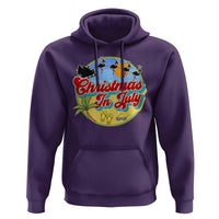 Funny Christmas In July Hoodie Flamingo With Santa Claus Palm Tree - Wonder Print Shop