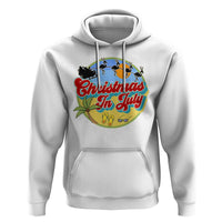 Funny Christmas In July Hoodie Flamingo With Santa Claus Palm Tree - Wonder Print Shop