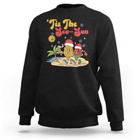 Funny Christmas In July Sweatshirt Tis The Sea Sun Retro Tropical Pineapple Watermelon - Wonder Print Shop