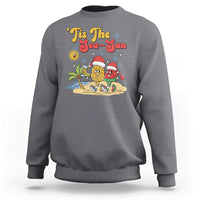 Funny Christmas In July Sweatshirt Tis The Sea Sun Retro Tropical Pineapple Watermelon - Wonder Print Shop