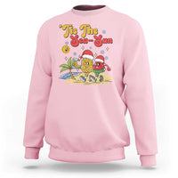 Funny Christmas In July Sweatshirt Tis The Sea Sun Retro Tropical Pineapple Watermelon - Wonder Print Shop