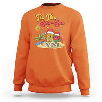 Funny Christmas In July Sweatshirt Tis The Sea Sun Retro Tropical Pineapple Watermelon - Wonder Print Shop