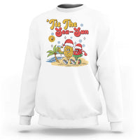 Funny Christmas In July Sweatshirt Tis The Sea Sun Retro Tropical Pineapple Watermelon - Wonder Print Shop