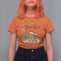 Funny Christmas In July T Shirt For Women Tis The Sea Sun Retro Tropical Pineapple Watermelon - Wonder Print Shop