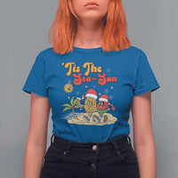 Funny Christmas In July T Shirt For Women Tis The Sea Sun Retro Tropical Pineapple Watermelon - Wonder Print Shop