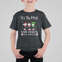 Funny Christmas In July T Shirt For Kid It's The Most Winederful Time Of The Year Wine Glasses Flower - Wonder Print Shop