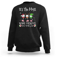 Funny Christmas In July Sweatshirt It's The Most Winederful Time Of The Year Wine Glasses Flower - Wonder Print Shop