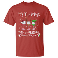 Funny Christmas In July T Shirt It's The Most Winederful Time Of The Year Wine Glasses Flower - Wonder Print Shop