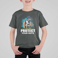 Funny Baseball Squirrel T Shirt For Kid Protect Your Nuts Catcher - Wonder Print Shop
