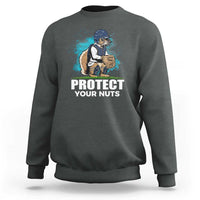 Funny Baseball Squirrel Sweatshirt Protect Your Nuts Catcher - Wonder Print Shop