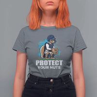 Funny Baseball Squirrel T Shirt For Women Protect Your Nuts Catcher - Wonder Print Shop