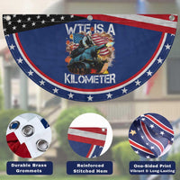 Funny WTF Is A Kilometer Patriotic Fan Flag American Freedom George Washington