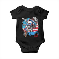 Funny Chill The Fourth Out 4th Of July Baby Onesie Patriotic Skeleton Popsicle US Flag - Wonder Print Shop