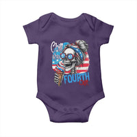 Funny Chill The Fourth Out 4th Of July Baby Onesie Patriotic Skeleton Popsicle US Flag - Wonder Print Shop