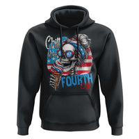 Funny Chill The Fourth Out 4th Of July Hoodie Patriotic Skeleton Popsicle US Flag - Wonder Print Shop