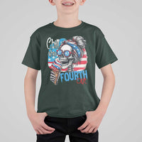 Funny Chill The Fourth Out 4th Of July T Shirt For Kid Patriotic Skeleton Popsicle US Flag - Wonder Print Shop
