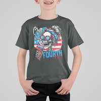 Funny Chill The Fourth Out 4th Of July T Shirt For Kid Patriotic Skeleton Popsicle US Flag - Wonder Print Shop