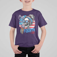 Funny Chill The Fourth Out 4th Of July T Shirt For Kid Patriotic Skeleton Popsicle US Flag - Wonder Print Shop