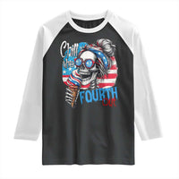 Funny Chill The Fourth Out 4th Of July Raglan Shirt Patriotic Skeleton Popsicle US Flag - Wonder Print Shop