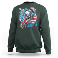Funny Chill The Fourth Out 4th Of July Sweatshirt Patriotic Skeleton Popsicle US Flag - Wonder Print Shop