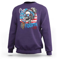 Funny Chill The Fourth Out 4th Of July Sweatshirt Patriotic Skeleton Popsicle US Flag - Wonder Print Shop