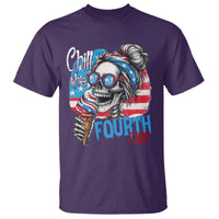 Funny Chill The Fourth Out 4th Of July T Shirt Patriotic Skeleton Popsicle US Flag - Wonder Print Shop