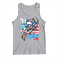 Funny Chill The Fourth Out 4th Of July Tank Top Patriotic Skeleton Popsicle US Flag - Wonder Print Shop