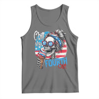 Funny Chill The Fourth Out 4th Of July Tank Top Patriotic Skeleton Popsicle US Flag - Wonder Print Shop