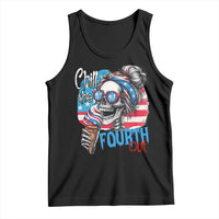 Funny Chill The Fourth Out 4th Of July Tank Top Patriotic Skeleton Popsicle US Flag - Wonder Print Shop