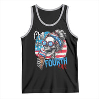 Funny Chill The Fourth Out 4th Of July Tank Top Patriotic Skeleton Popsicle US Flag - Wonder Print Shop
