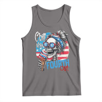Funny Chill The Fourth Out 4th Of July Tank Top Patriotic Skeleton Popsicle US Flag - Wonder Print Shop