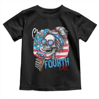 Funny Chill The Fourth Out 4th Of July Toddler T Shirt Patriotic Skeleton Popsicle US Flag - Wonder Print Shop