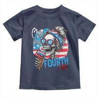 Funny Chill The Fourth Out 4th Of July Toddler T Shirt Patriotic Skeleton Popsicle US Flag - Wonder Print Shop