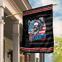 Funny Chill The Fourth Out 4th Of July Garden Flag Patriotic Skeleton Popsicle US Flag