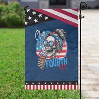 Funny Chill The Fourth Out 4th Of July Garden Flag Patriotic Skeleton Popsicle US Flag