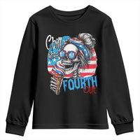 Funny Chill The Fourth Out 4th Of July Youth Sweatshirt Patriotic Skeleton Popsicle US Flag - Wonder Print Shop