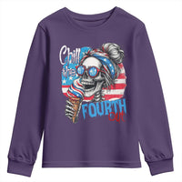 Funny Chill The Fourth Out 4th Of July Youth Sweatshirt Patriotic Skeleton Popsicle US Flag - Wonder Print Shop