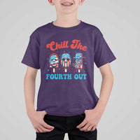 Funny Chill The Fourth Out T Shirt For Kid 4th of July Horror Movie Popsicle Mask USA Flag - Wonder Print Shop